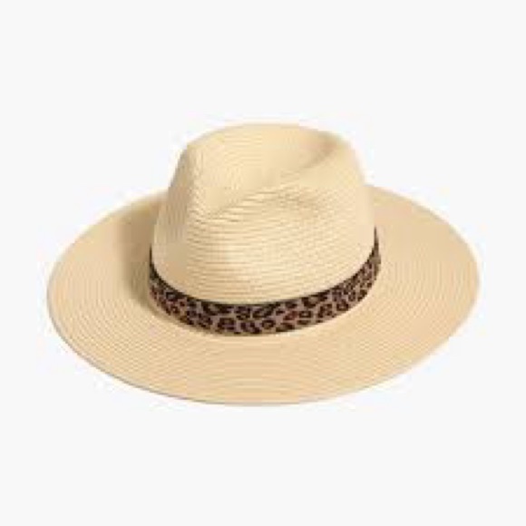 J. Crew Accessories - J. Crew Packable hat with leopard ribbon wide brim sun protection resort wear